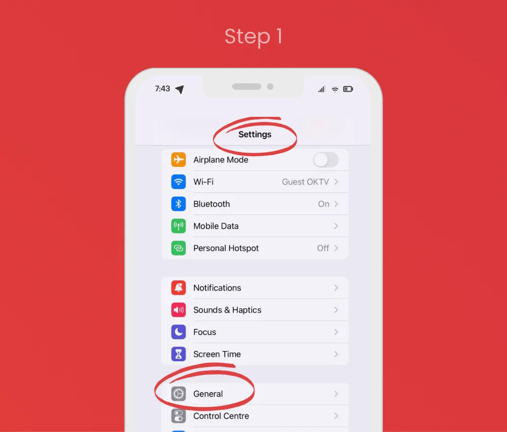iPhone eSIM Check – Step 1: Settings and General Step 1 of checking eSIM compatibility on iPhone: Go to "Settings" and tap "General".
