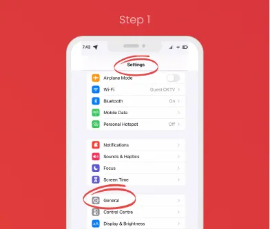 iPhone eSIM Check – Step 1: Settings and General Step 1 of checking eSIM compatibility on iPhone: Go to "Settings" and tap "General".