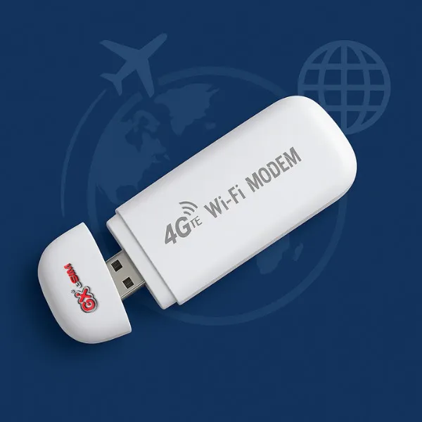 GigaX eSIM 4G LTE USB Wi-Fi modem ideal for secure, high-speed internet while traveling or working remotely in over 170 countries.